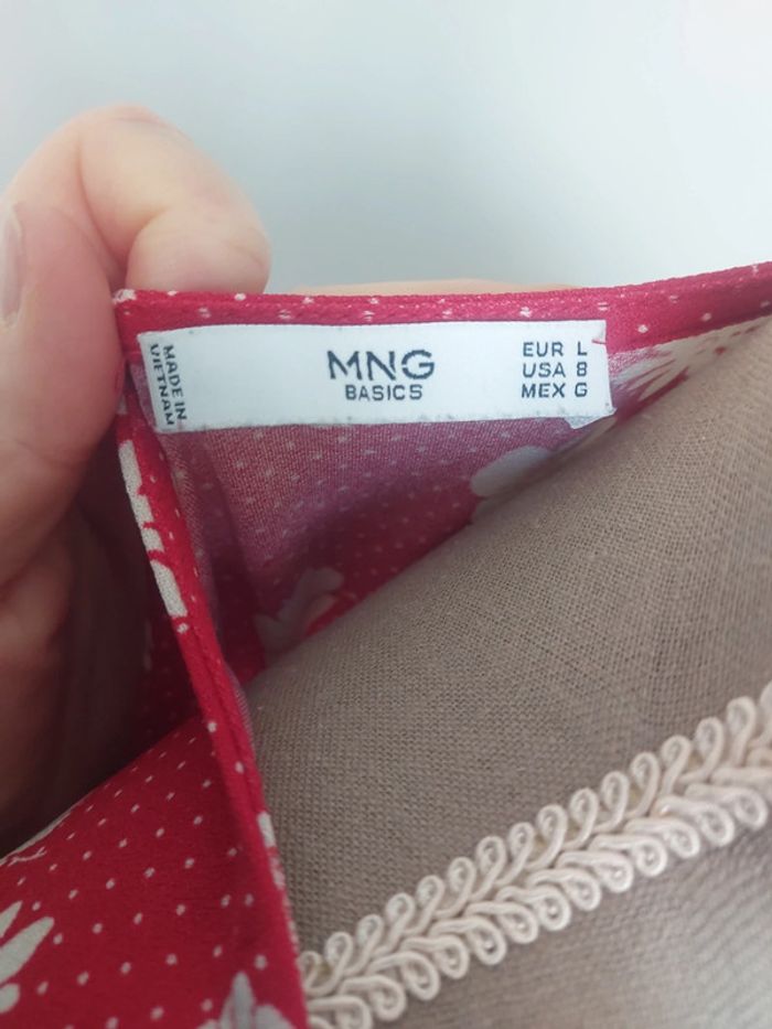 Robe rouge à fleurs blanches Mango - photo numéro 4