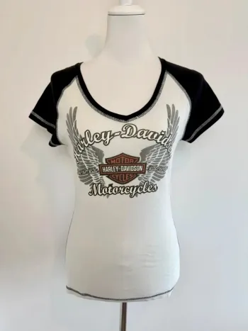 T-shirt Harley Davidson femme blanc et noir taille XS