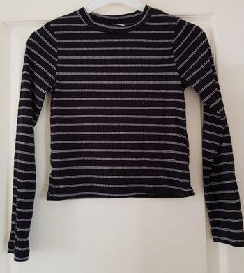 T-shirt manches longues rayé noir et blanc