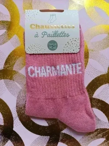 Chaussette à paillettes message