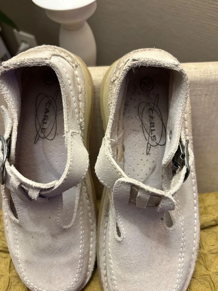 Chaussure Cable 100% cuir - crème/gris clair - pointure 35 - photo numéro 3