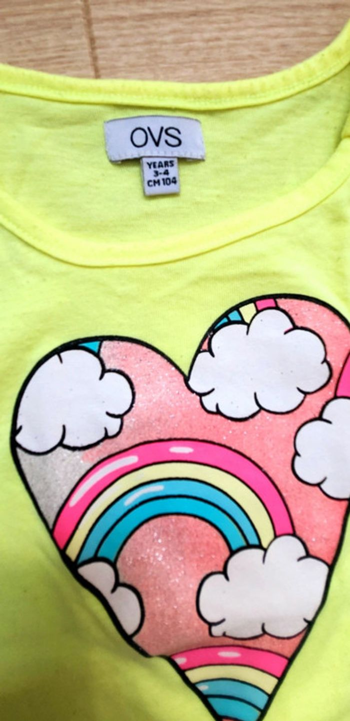 Débardeur jaune fluo arc-en-ciel 🌈 taille 3/4 ans OVS - photo numéro 2