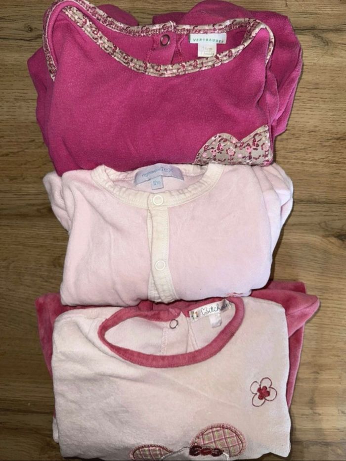 Lot de 3 grenouillère 12mois fille