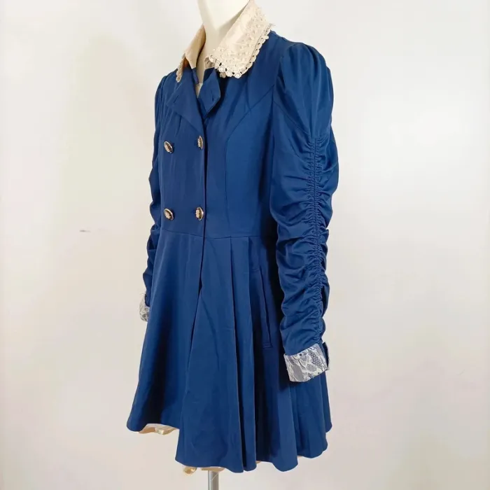 Veste bleu marine esprit victorien • détails dentelle & manches froncées A667 - photo numéro 5