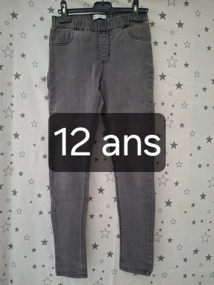 Legging gris noir façon jeans taille élastique 12 ans La Redoute