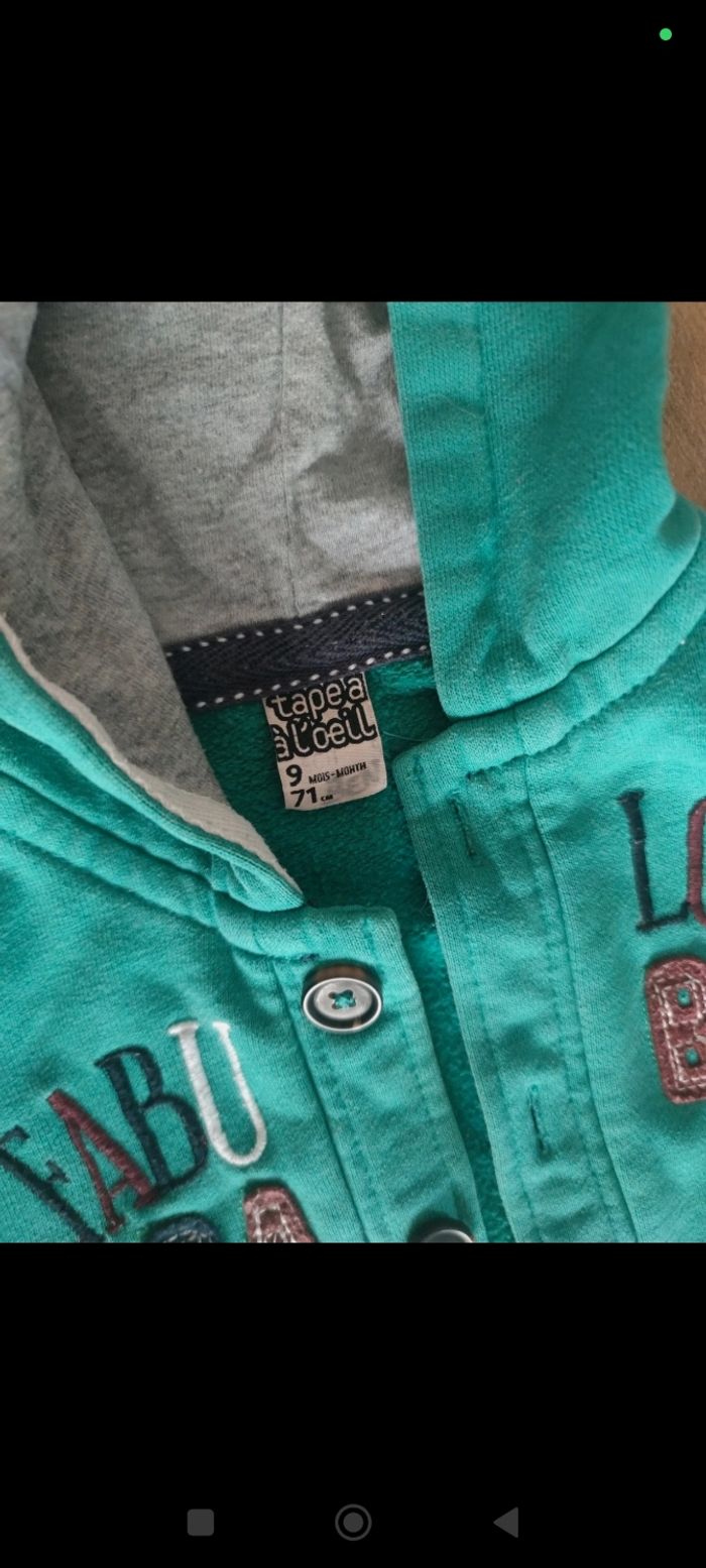 Lot 2 vestes gilets 9 mois a capuche manches longues garçon TAO kitchoun - photo numéro 6