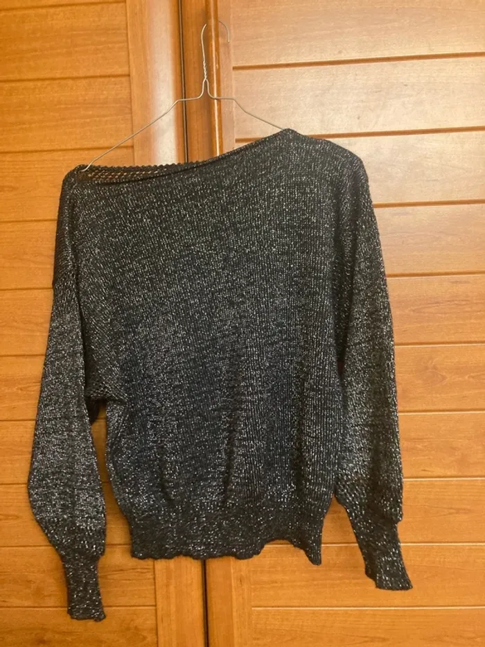 Pull noir femme argenté M - photo numéro 4