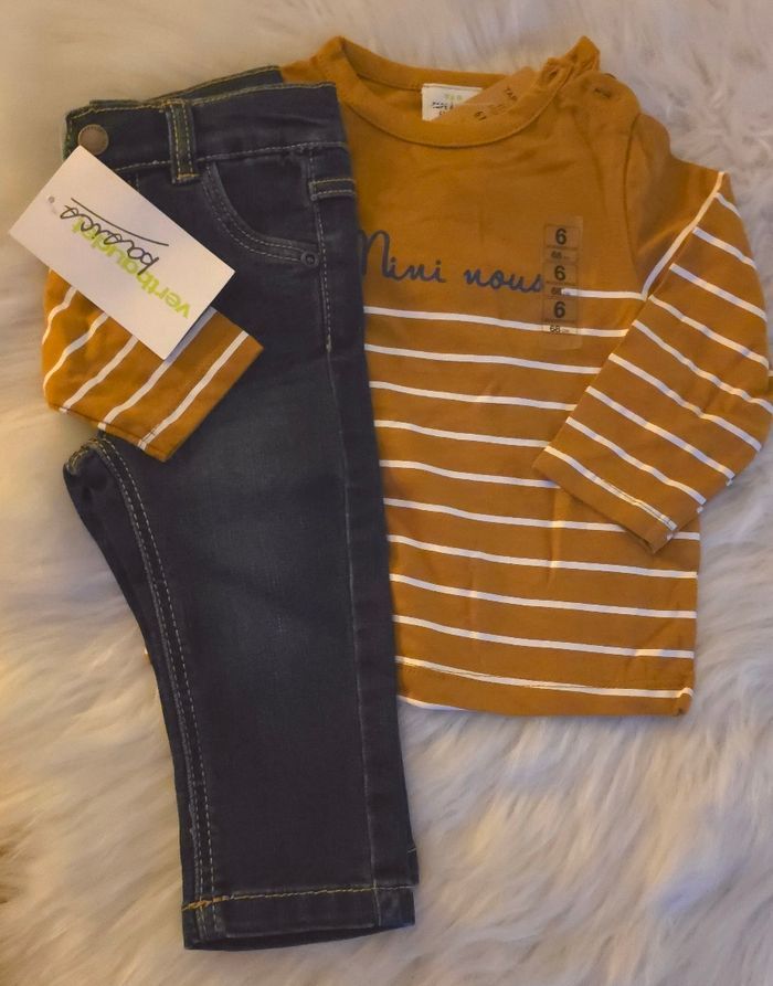 (Neufs non portés) 🏷😍🥰💙 Teeshirt ml et jeans 3 mois garçon 💙🥰😍 - photo numéro 2