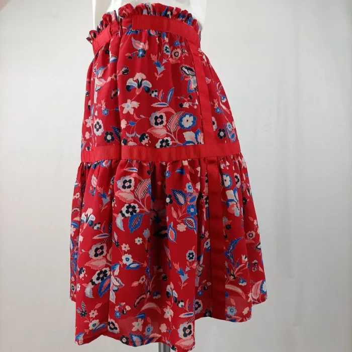 Jupe courte rouge imprimée fleuri - Liu Jo Milano - Taille 42 (estimé) - LE A968 - photo numéro 2