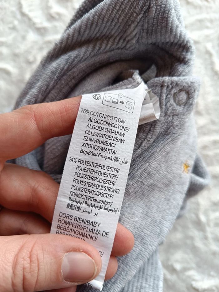 Pyjama grenouillère velours Mixte 6 mois Lapin étoile Kiabi Eco conception coton bio - photo numéro 6