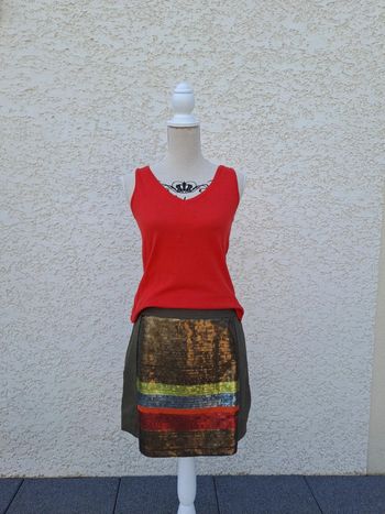 Robe trompe l'œil jupe Kaki et débardeur Trend t. 38