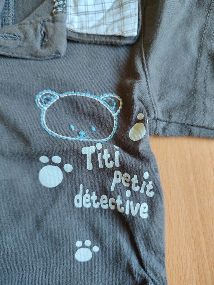 Lot salopette + polo + pantalon assortis Petit Kimbaloo+ t-shirt manches longues en 1M - photo numéro 7