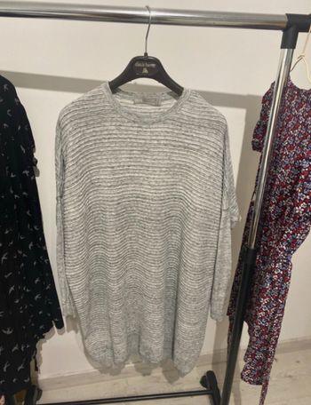 Pull long gris robe pull