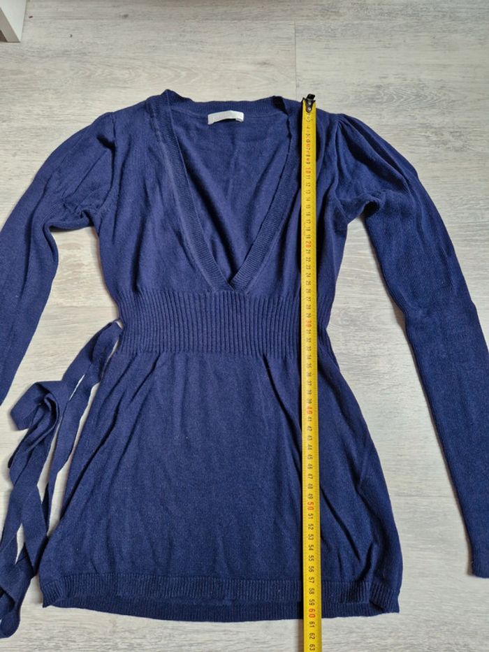 Pull fin col V promod bleu étiquette de taille coupée mais convient à un XS - photo numéro 2