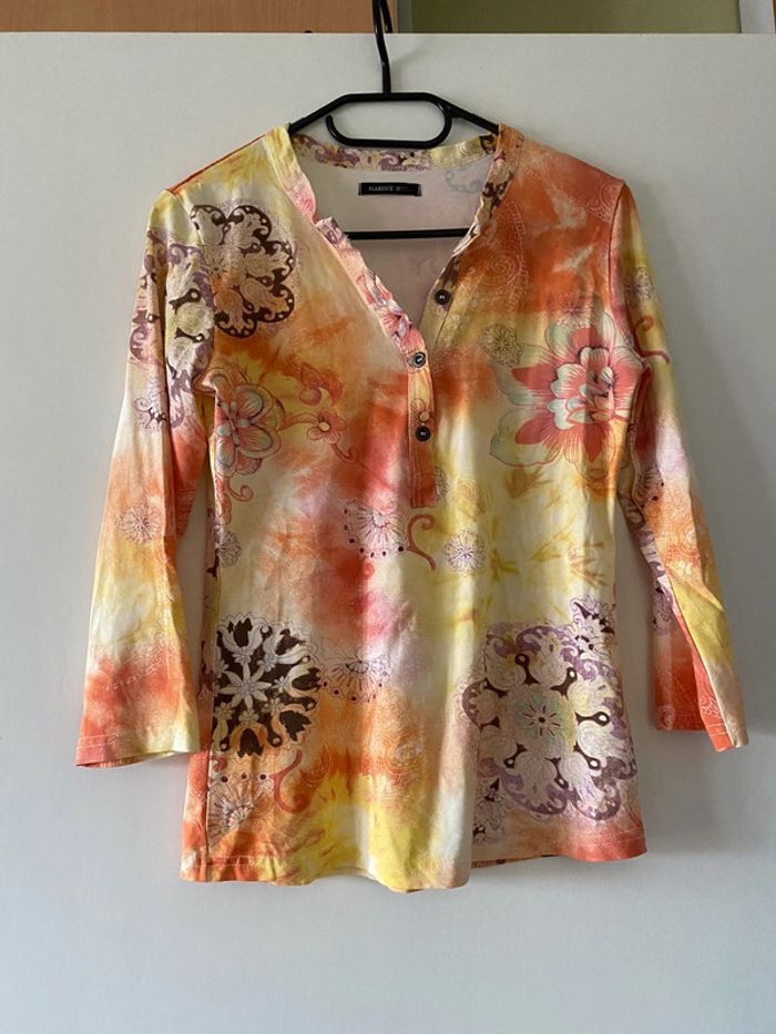 T-shirt jaune manches 3/4 Marine D’Taille 3