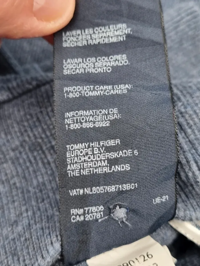 Pull col montant boutonné Tommy Hilfiger bleu – Taille M Hommes (mesures en photos) - photo numéro 8