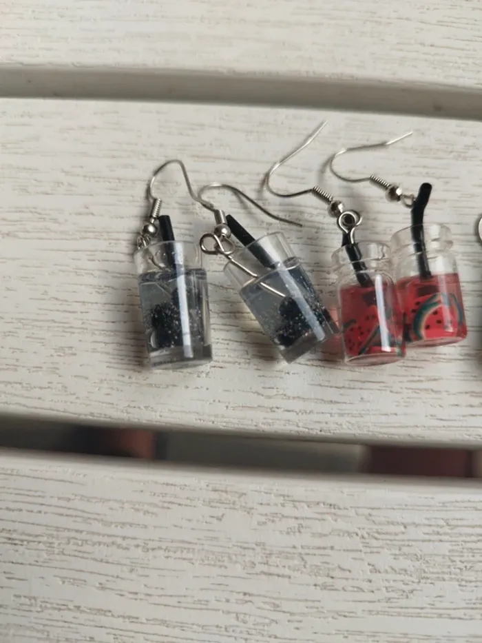 Lot de 5 paires boucles d'oreilles verrines - photo numéro 2