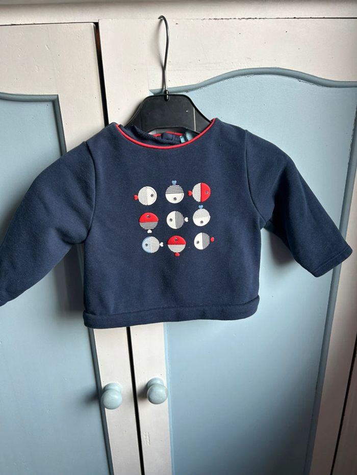 Sweat obaibi Marine avec poissons, 6 mois