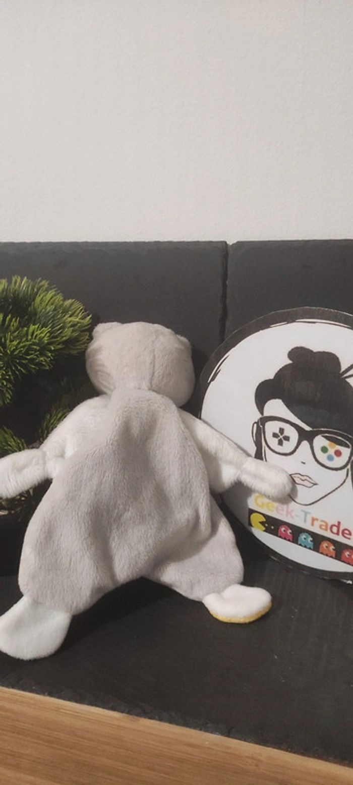 Chat Sucre d'orge doudou Doumou plat gris jaune rayé rayure cape Blanc Vert - photo numéro 2