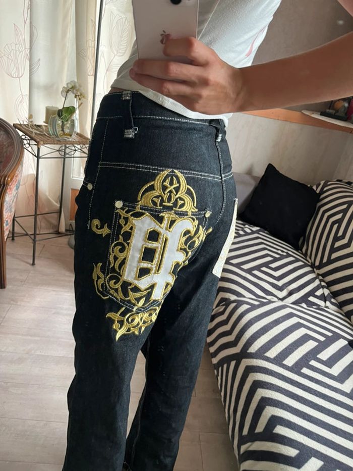 Jean baggy drip y2k 2000yer denim destroy evisu vibes balloon collector religion - photo numéro 3
