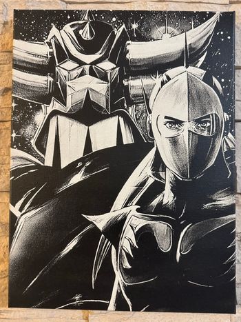 Tableau Goldorak et Actarus style rétro en toile 30x40cm