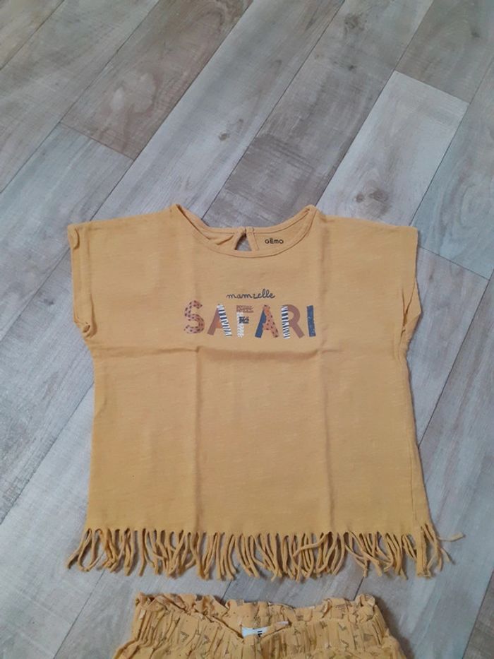 Pantalon sarouel et t-shirt fille moutarde 4 ans - photo numéro 3