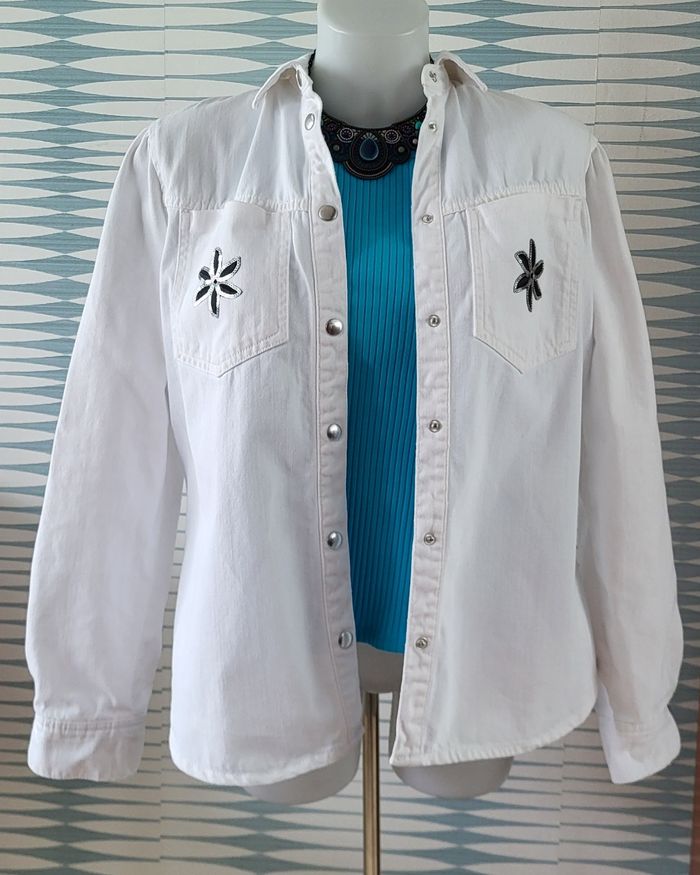 Veste surchemise blanche Camaïeu taille XL excellent état - photo numéro 2