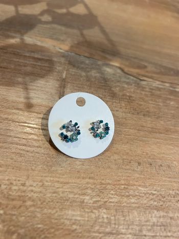 Boucles d’oreilles neuves fleuries bleu