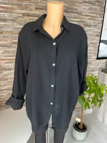 Chemise noire en gaz de coton