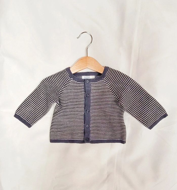Gilet rayé marine blanc Bout'chou