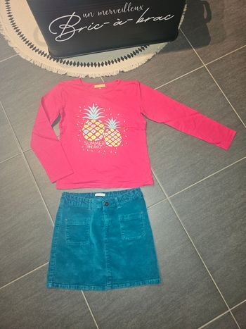 T-shirt +jupe fille 10 ans