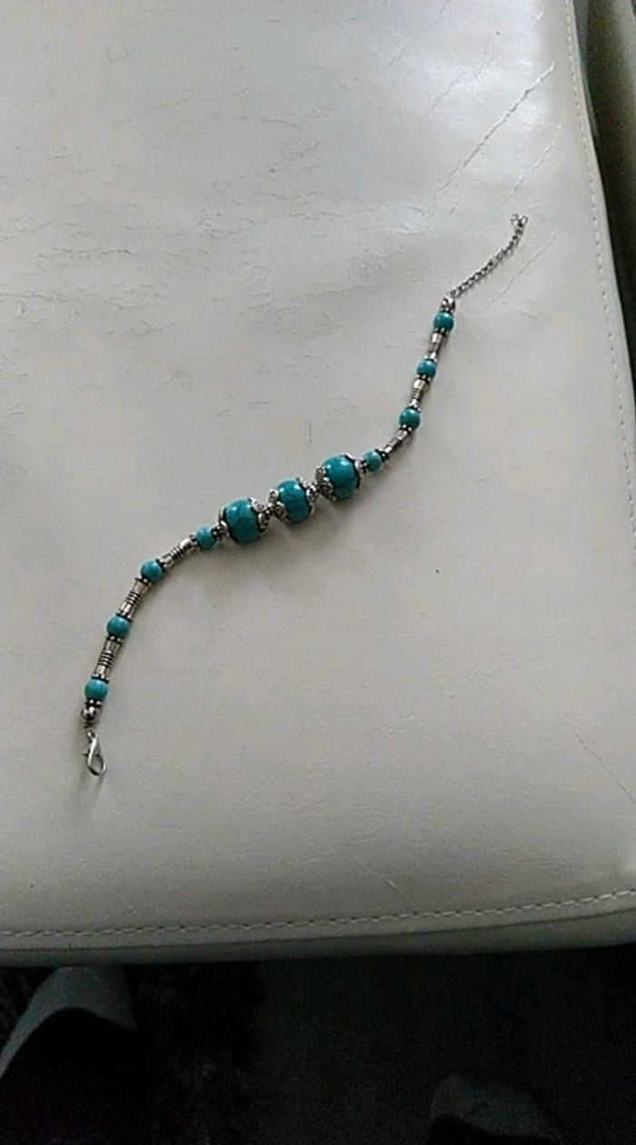 Bracelet turquoises argenté - photo numéro 4