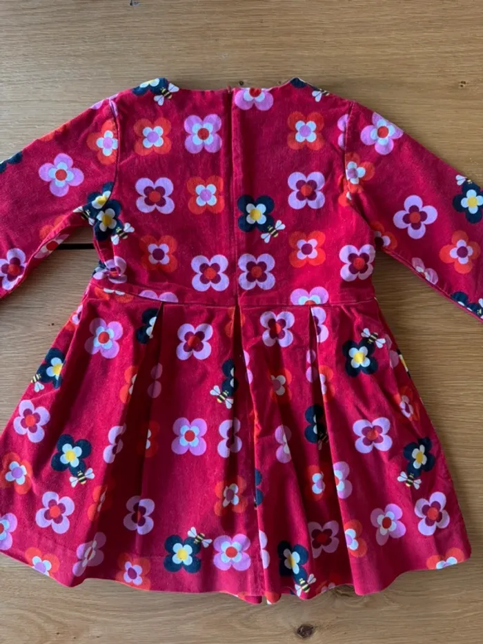 Robe ML en velours rouge avec fleurs - Taille 4 Ans - photo numéro 10