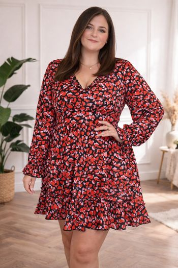 Robe cœurs affolants pétillant rouge rose et noir Femme taille 54 marque Boohoo 💍 