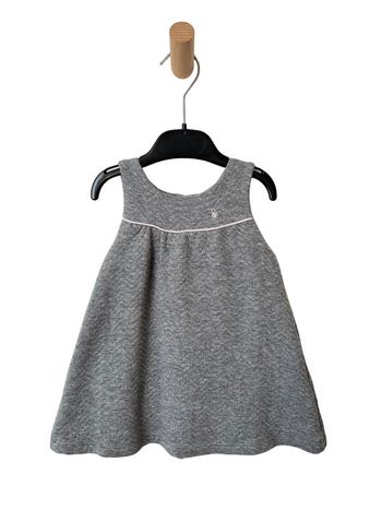 Robe sans manche gris chiné avec liseré rose pâle - Obaïbi 9 mois