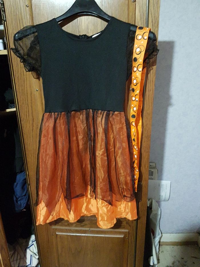 Déguisement Halloween  petite sorcière  orange  6-8 ans - photo numéro 6
