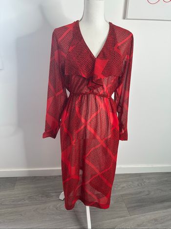 Robe longue bariolée rouge et noire Gérard Pasquier Vintage T38 M