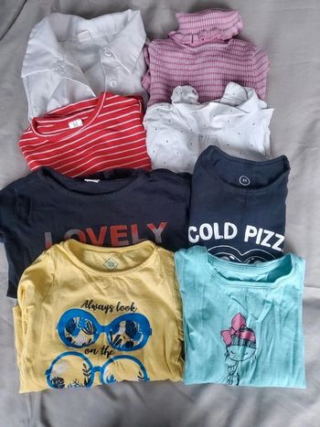 🌴 Gros lot de 8 tshirt manche courte et longue taille 2 ans fille