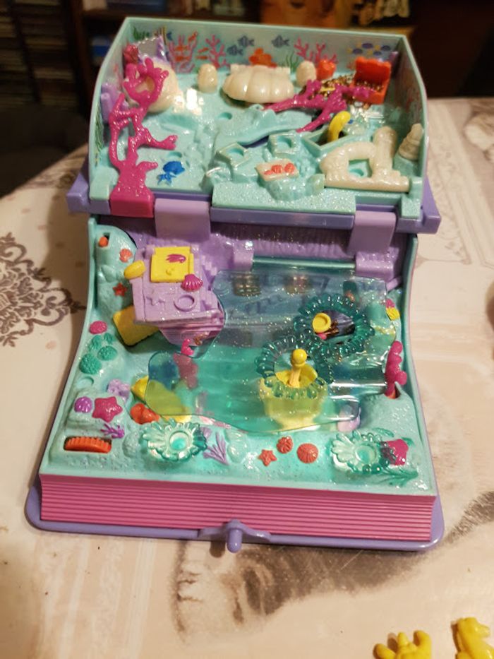 Magnifique polly pocket vintage 1995 Livre Sparkling mermaid aventure sirène 1996 parfum rose - photo numéro 7