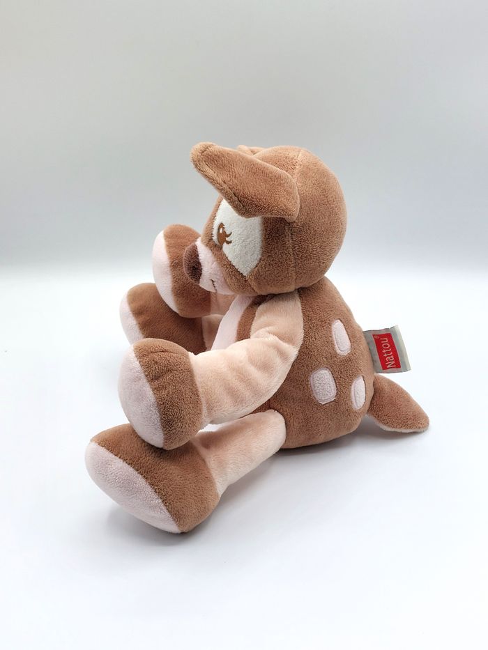Peluche doudou faon Rosy NATTOU rose marron beige 28 cm champignon ancien modèle - photo numéro 3