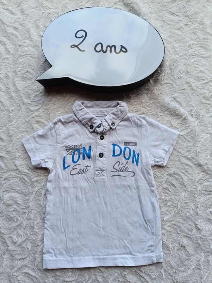 Polo manches courtes Garçon 2 ans London In Extenso 100% coton