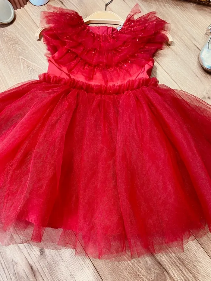 Taille 2-3 ans robe créateur fille TAO rouge * tulle * 🌹 - photo numéro 4