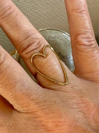 Bague cœur fils xl réglable acier inoxydable or