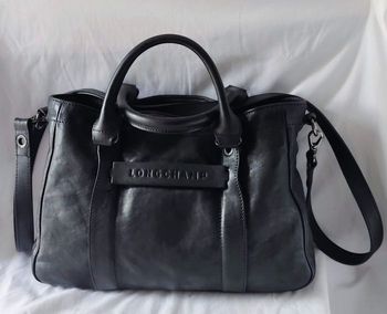 Sac Longchamp 3D bandoulière cuir noir