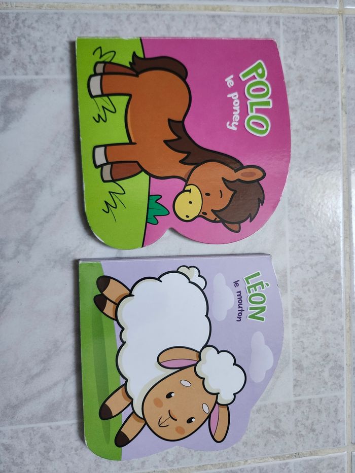 Lot de deux petits livres animaux poney mouton enfant bébé
