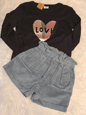 Neufs (non portés) 🏷🏷🤩😍 superbe.ensemble  teeshirt ml et short velours 8 ans fille 😍🤩