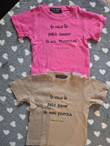 Tee-shirt parrain marraine en 12/18 mois