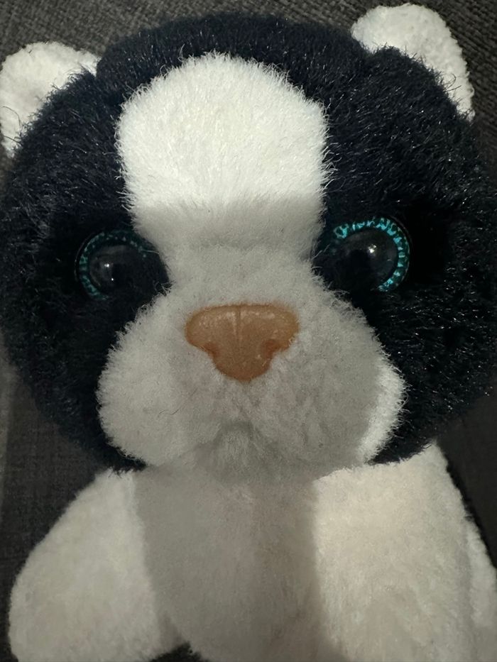 Peluche chat vintage noir et blanc assis - photo numéro 4