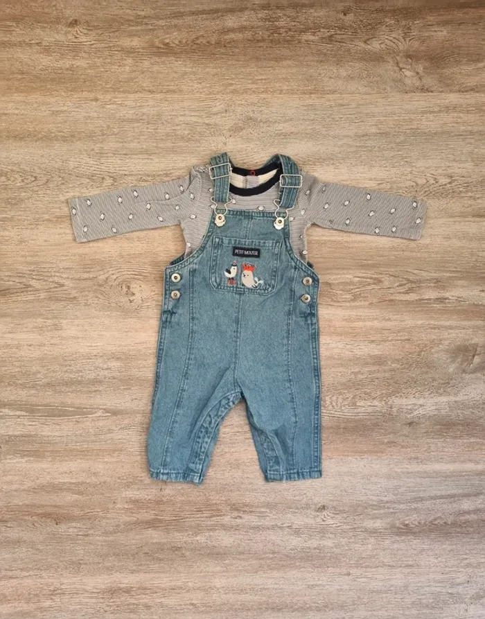 Salopette jean avec body 6 mois