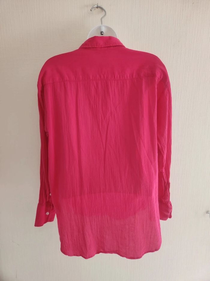 Chemise oversize effet gaze de coton rose framboise H&M XS - photo numéro 7